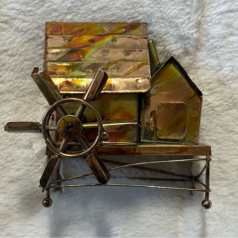 Vintage Metal Berkley Designs Musical Watermill Sculpture plays “Happy Days”